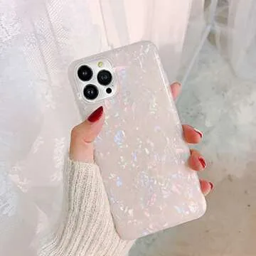 J.west Compatible with iPhone 14 Pro Max Case, Cute Ultra Thin Luxury Sparkle Translucent Clear Opal Pearly [Tinfoil Series] Macaron Color Lightweight Soft TPU Protective Phone Case Cover(Colorful)