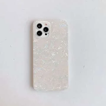 J.west Compatible with iPhone 14 Pro Max Case, Cute Ultra Thin Luxury Sparkle Translucent Clear Opal Pearly [Tinfoil Series] Macaron Color Lightweight Soft TPU Protective Phone Case Cover(Colorful)