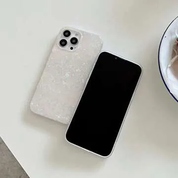 J.west Compatible with iPhone 14 Pro Max Case, Cute Ultra Thin Luxury Sparkle Translucent Clear Opal Pearly [Tinfoil Series] Macaron Color Lightweight Soft TPU Protective Phone Case Cover(Colorful)