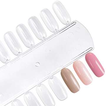 Beauticom Nail Tip Display Palette Board for Nail Art Design Pattern Practice and Swatch Nail Polish Colors (36 Tips - 1 Palette (Clear), 5 Pieces)