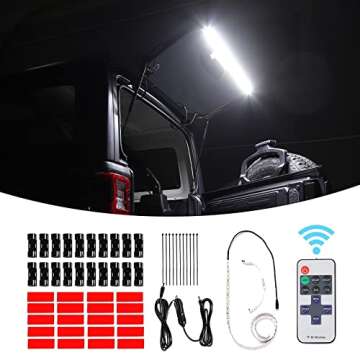 RT-TCZ Rear Glass Lift Gate LED Hatch Dome Light Bar for Jeep Wrangler 1997-2024 - Perfect for Campi...