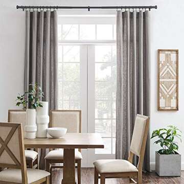 1 Inch Black Window Curtain Rod 36 to 72 Inches, Single Rust Resistant Indoor/Outdoor Drapery Rod for Heavy Fabrics, Clean Designed Finials and Mounting Brackets Included(Matte black,36-72")