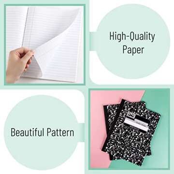 Mr. Pen Composition Notebook 2 Pack - Wide Ruled Notebooks
