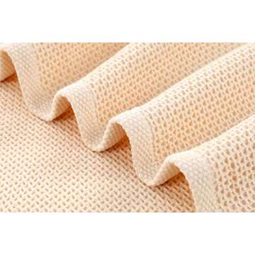 CC CAIHONG Luxury Waffle Weave Drying Premium Cotton Large Lightweight Knit Bath Towel Set - (4 Pack 27 inch x 55 inch) (Beige, Bath Towels - Set of 4)