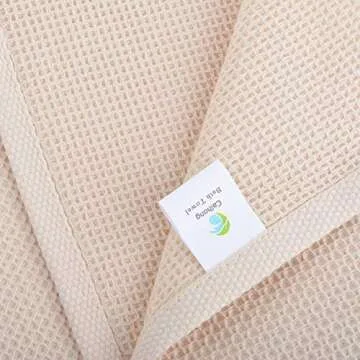 CC CAIHONG Luxury Waffle Weave Drying Premium Cotton Large Lightweight Knit Bath Towel Set - (4 Pack 27 inch x 55 inch) (Beige, Bath Towels - Set of 4)