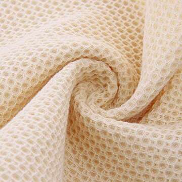CC CAIHONG Luxury Waffle Weave Drying Premium Cotton Large Lightweight Knit Bath Towel Set - (4 Pack 27 inch x 55 inch) (Beige, Bath Towels - Set of 4)