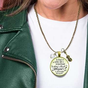 Handmade Violon Necklace for Violinists Gift - Beethoven Quote Art