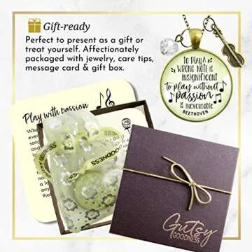 Handmade Violon Necklace for Violinists Gift - Beethoven Quote Art