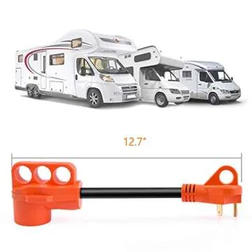 MICTUNING 30A Male to 50A Female RV Power Cord Plug Adapter Heavy Duty Electrical Power Adapter with LED Indicator