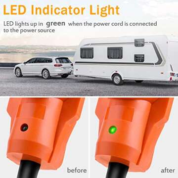 MICTUNING 30A Male to 50A Female RV Power Cord Plug Adapter Heavy Duty Electrical Power Adapter with LED Indicator