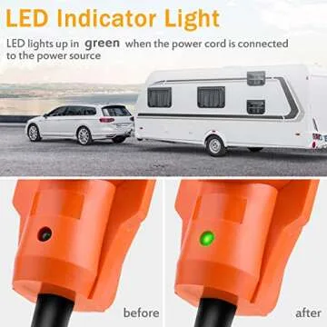 MICTUNING 30A Male to 50A Female RV Power Cord Plug Adapter Heavy Duty Electrical Power Adapter with LED Indicator