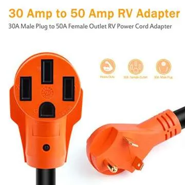 MICTUNING 30A Male to 50A Female RV Power Cord Plug Adapter Heavy Duty Electrical Power Adapter with LED Indicator