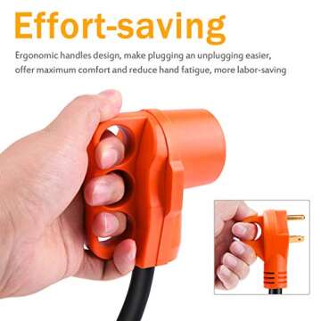 MICTUNING 30A Male to 50A Female RV Power Cord Plug Adapter Heavy Duty Electrical Power Adapter with LED Indicator