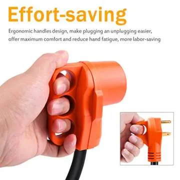 MICTUNING 30A Male to 50A Female RV Power Cord Plug Adapter Heavy Duty Electrical Power Adapter with LED Indicator