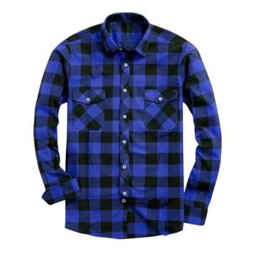 Black Trendy Friday Deals 2024 Mens Plaid Flannel Shirts Long Sleeve Button Down Regular Fit Casual ...