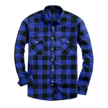 Black Trendy Friday Deals 2024 Mens Plaid Flannel Shirts Long Sleeve Button Down Regular Fit Casual ...
