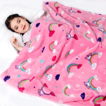 Magical Unicorns Rainbows Toddler Blanket for Girls – Cozy 50x60 Plush
