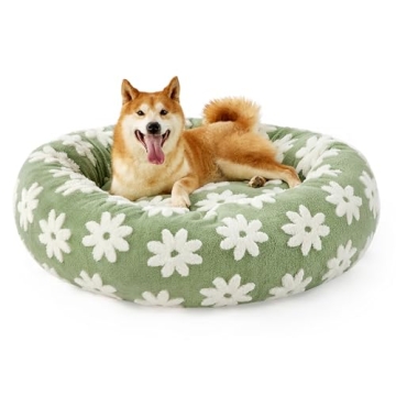 Lesure Donut Large Dog Bed - Round Cat Beds for Indoor Cats Anti-Anxiety Calming Pet Beds, Washable ...