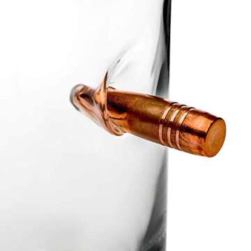 Integrity Bottles Premium .50 Caliber BMG Bullet Bottle, American Flag with Custom Text, Hand Etched 750mL Round Jersey Decanter, Cork Top, Made in USA, Client Gifts, Etched with Honor