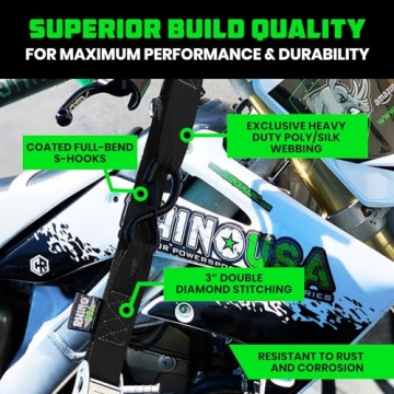 Rhino USA Motorcycle Tie Down Straps with Soft Loops - Easy Use