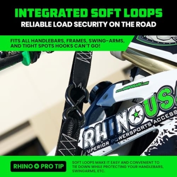 Rhino USA Motorcycle Tie Down Straps with Soft Loops - Easy Use