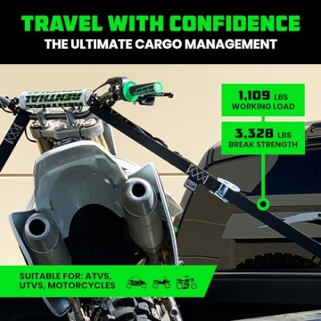Rhino USA Motorcycle Tie Down Straps with Soft Loops - Easy Use
