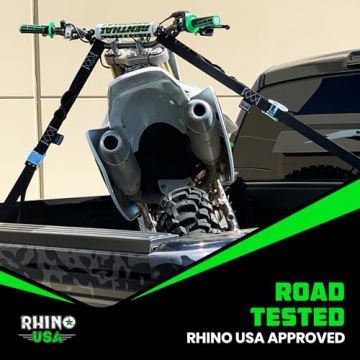 Rhino USA Motorcycle Tie Down Straps with Soft Loops - Easy Use