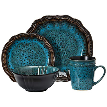 Elama Stoneware Round Oval Dinnerware Set - Ocean Blue