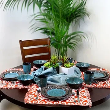 Ocean Blue Stoneware Dinnerware Set - Elama