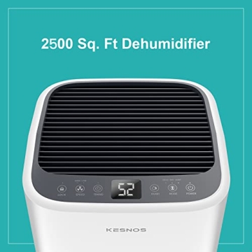 Kesnos 2500 Sq. Ft Dehumidifier for Home with Drain Hose and 0.6 Gallon Water Tank - Intelligent Touch Control and Low Noise, 24 Hr Timer Ideal for Basements, Bedrooms, Bathrooms, and Laundry Rooms