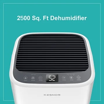 Kesnos 2500 Sq. Ft Dehumidifier for Home with Drain Hose and 0.6 Gallon Water Tank - Intelligent Touch Control and Low Noise, 24 Hr Timer Ideal for Basements, Bedrooms, Bathrooms, and Laundry Rooms