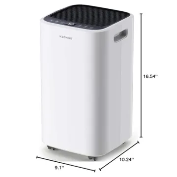 Kesnos 2500 Sq. Ft Dehumidifier for Home with Drain Hose and 0.6 Gallon Water Tank - Intelligent Touch Control and Low Noise, 24 Hr Timer Ideal for Basements, Bedrooms, Bathrooms, and Laundry Rooms
