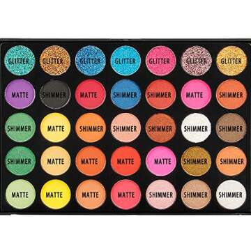Eyeshadow Makeup Palette,35 Colors Eyeshadow Pallet with Glitter and Matte and Shimmer - Mineral Pressed Glitter and Bright Color Eye Shadow Powder - Highly Pigmented Waterproof Eye Shadows Set #35H