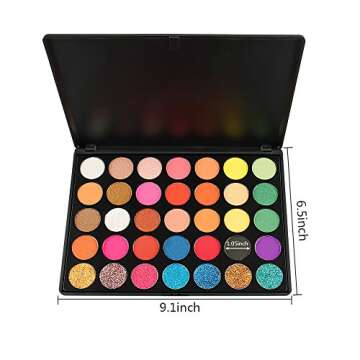 Eyeshadow Makeup Palette,35 Colors Eyeshadow Pallet with Glitter and Matte and Shimmer - Mineral Pressed Glitter and Bright Color Eye Shadow Powder - Highly Pigmented Waterproof Eye Shadows Set #35H