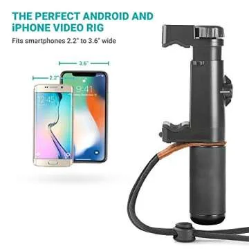 Movo PR-1 Smartphone Grip Handle Rig with Wrist Strap, Tripod Mount and Cold Shoe Mount for Lights and Microphones - for iPhone, Samsung, HTC, LG, Google, Android