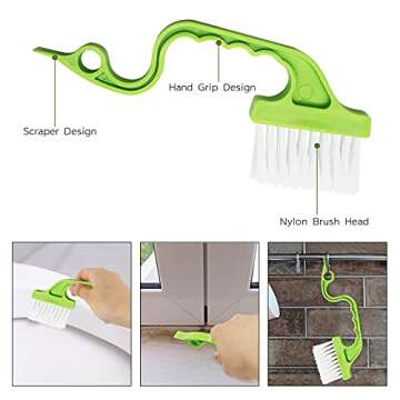 8 Pcs Hand-held Groove Gap Cleaning Tools - Door Window Track Crevice Cleaning Brushes Blind Cleaner Duster, Window Magic Cleaning Brush for Shower Door, Car Vents, Air Conditioner, Keyboard