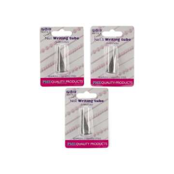 PME Icing Decorating Tips Set Seamless Stainless Steel Writer Supatube, No. 1, No. 1.5, and No. 2