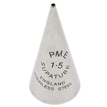 PME Icing Decorating Tips Set Seamless Stainless Steel Writer Supatube, No. 1, No. 1.5, and No. 2