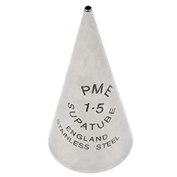 PME Icing Decorating Tips Set Seamless Stainless Steel Writer Supatube, No. 1, No. 1.5, and No. 2