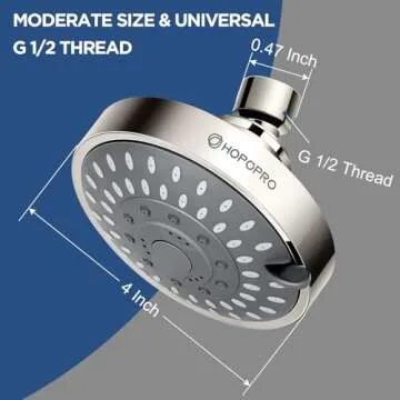 HOPOPRO 5-Mode High Pressure Shower Head - The Washington Post, NBC News, Today TV Show Recommended - High Flow Fixed Showerheads (4 Inch Brushed Nickel)