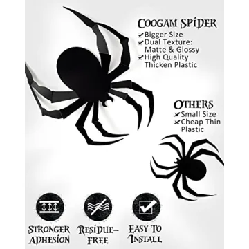 Coogam 60 PCS Halloween 3D Spider Decorations Now Available