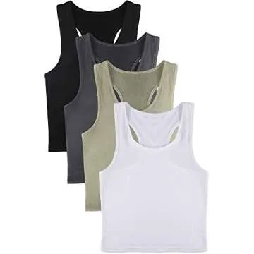 Boao 4-Pack Versatile Crop Tank Tops for Women