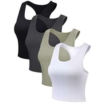 Boao 4-Pack Versatile Crop Tank Tops for Women