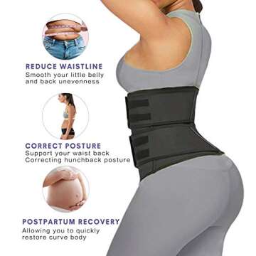 YIANNA Latex Waist Trainer for Women Tummy Control Jsculpt Double Sweat Trimmer Belt Workout Training Sport Girdle, YA2223-Black-2XL