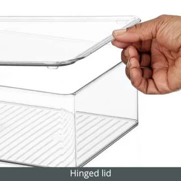 mDesign Plastic Closet Organizer Box Containers with Hinged Lid for Bedroom Shelves/Cabinets, Holds Flats, Sandals, Sneakers, Dress Shoes, Heels, Booties, and Wedges, Ligne Collection, 4 Pack, Clear