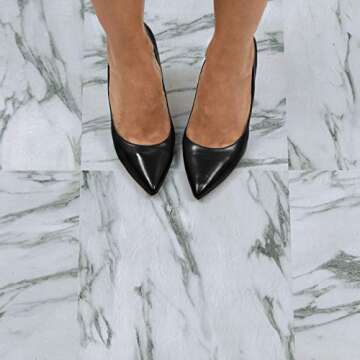 FloorPops FP3329 Opaline Peel Stick Floor Tiles, White & Off-White