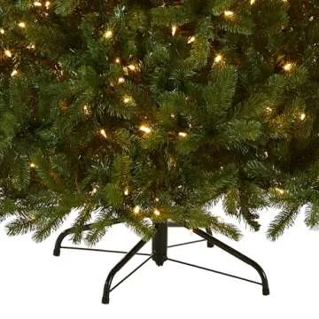 National Tree Company Pre-Lit 'Feel Real' Artificial Full Downswept Christmas Tree, Green, Douglas Fir, Dual Color LED Lights, Includes PowerConnect and Stand, 7.5 Feet