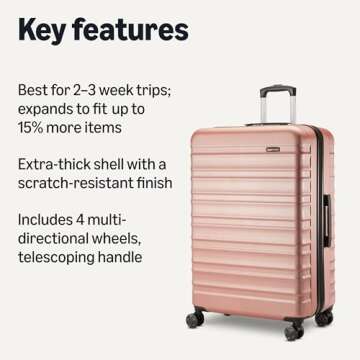 Stylish Amazon Basics 30" Hardside Checked-Large Luggage with Expandable Features
