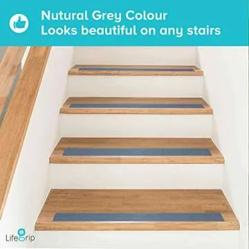 LifeGrip Anti Slip Safety Tape, Non Slip Stair Tread, Textured Rubber Surface, Comfortable for Barefoot, 4 inch X 30 Foot, Grey