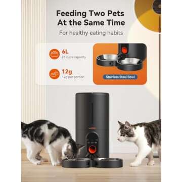 WOPET WiFi Controlled Automatic Cat Feeder for Two Pets